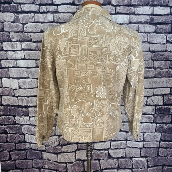 Chico's Tan & White Jean Style Jacket Size M - Picture 7 of 10